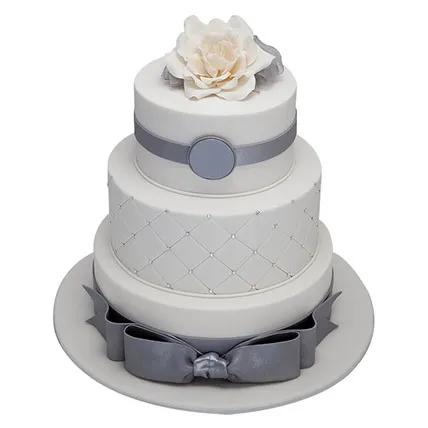  3 Tier Silver Anniversary Cake