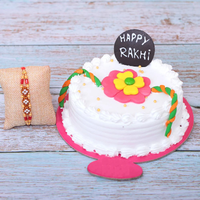 Happy Rakhi Cake With Meena Rakhi