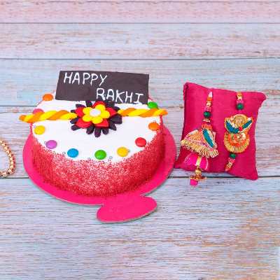 Gems Velvet Cake With Lumba Rakhi