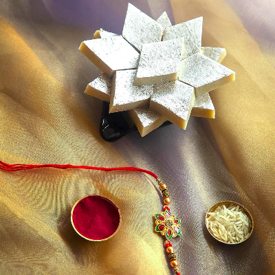 Rakhi With Kaju Katli Small Hamper