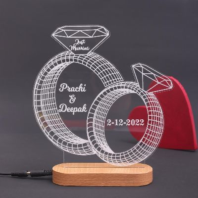 Led Engraved Couple Ring Frame