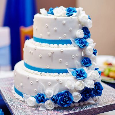 Flowery Three Tier Truffle Fondant Cake