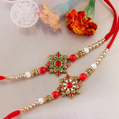 Sneh Stunning Meenakari Floral Rakhis Set Of 2