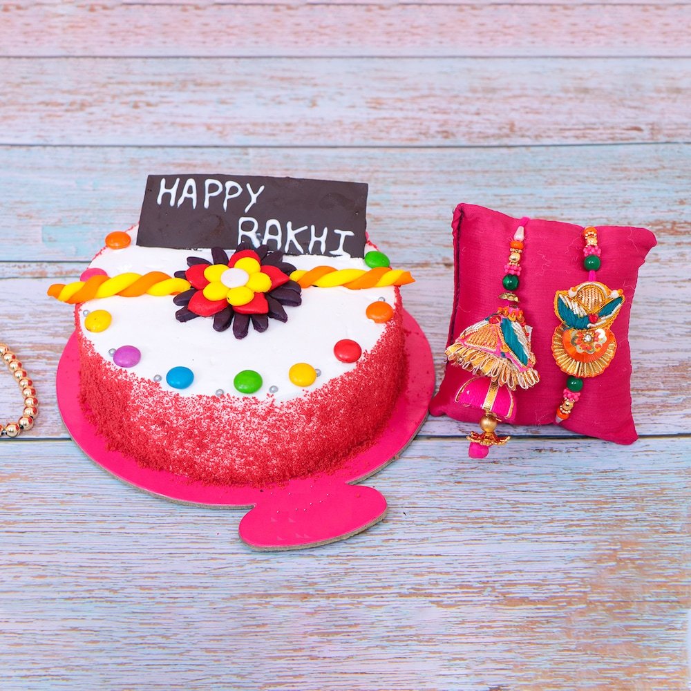  Gems Velvet Cake With Lumba Rakhi