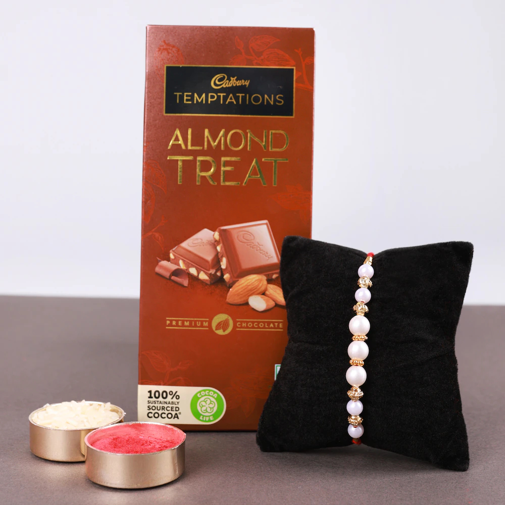  Bro Pearl Rakhi With Cadbury Temptation Almond Treat Chocolate