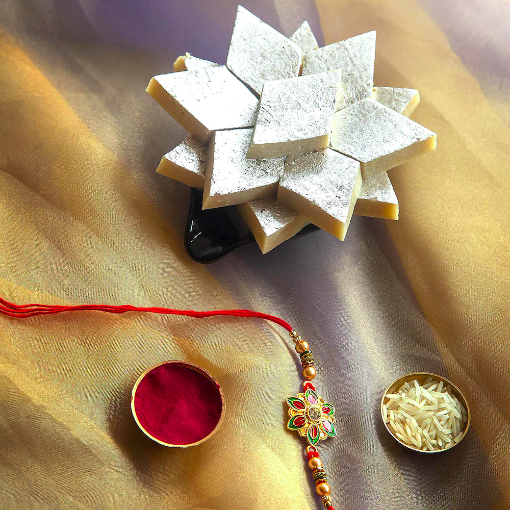  Rakhi With Kaju Katli Small Hamper