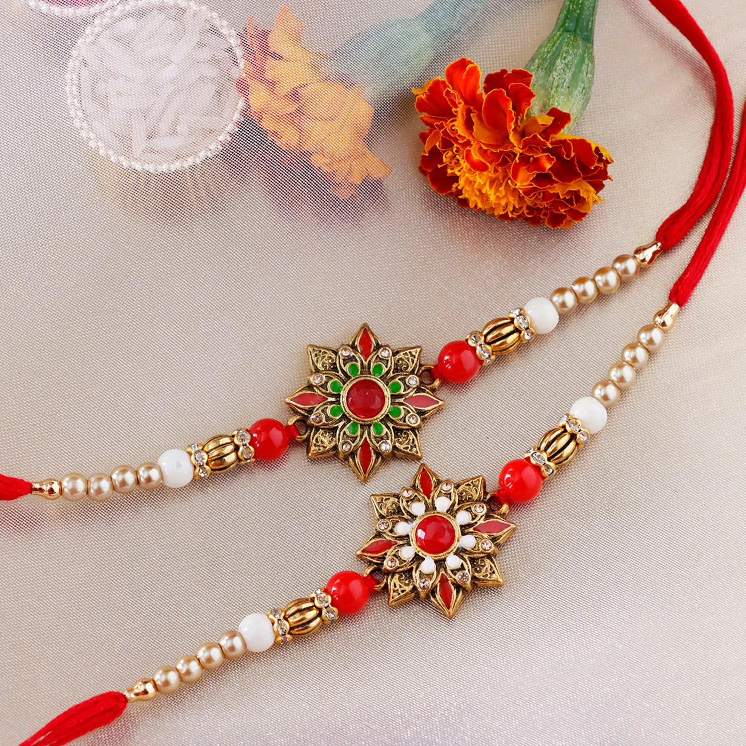  Sneh Stunning Meenakari Floral Rakhis Set Of 2